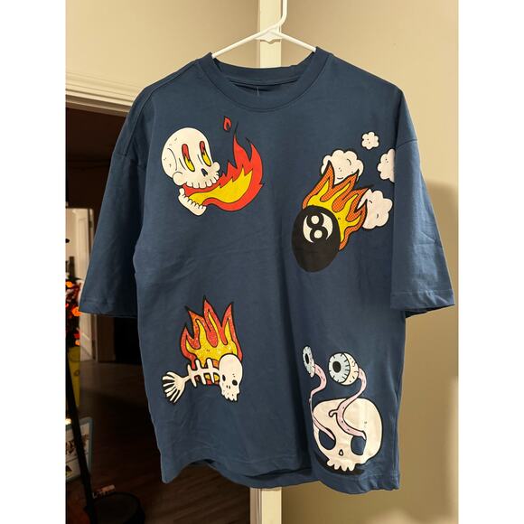 American Garage Flame and Skeleton T-shirt - Picture 3 of 7